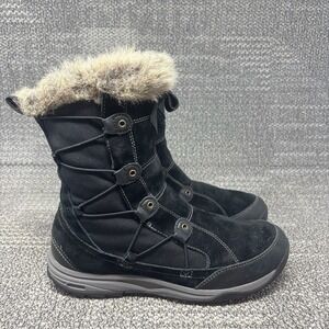 Teva Little Cloud Boots Black Waterproof Faux Fur Winter Womens Size 10 1001457